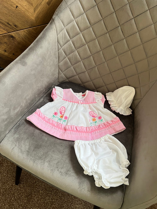 Baby C pink dress white