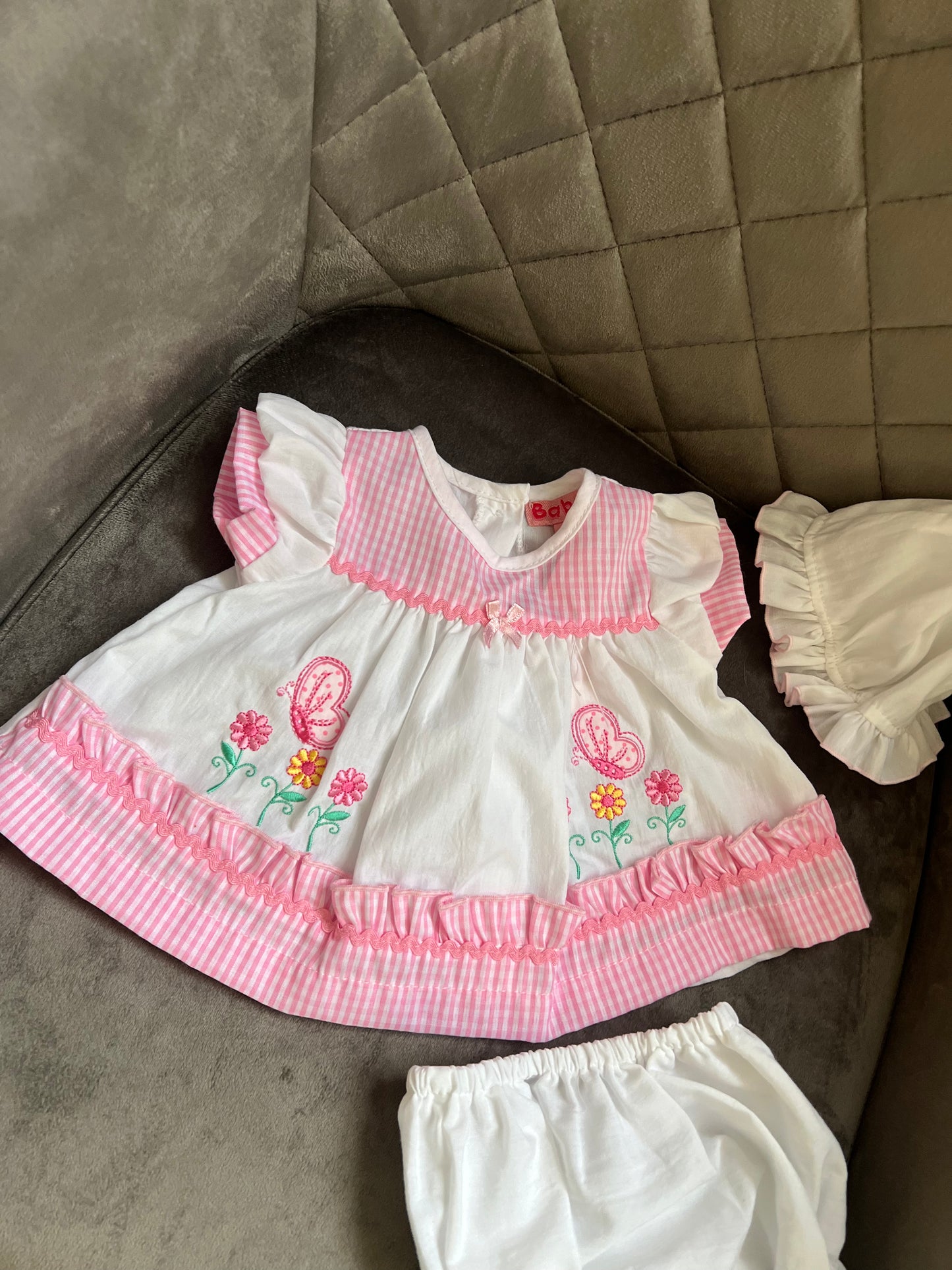 Baby C pink dress white