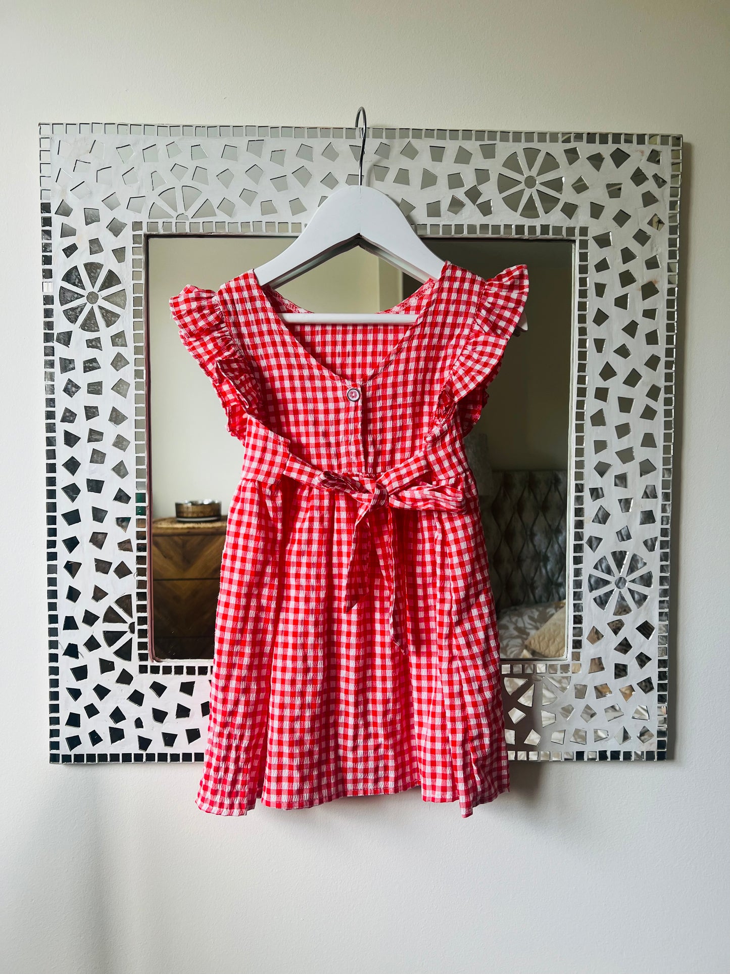 Check dress with bow detail