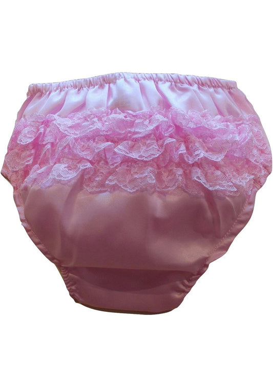 Soft Touch Infants Satin Frilly Pants, Nappy Cover Knickers (Pink)